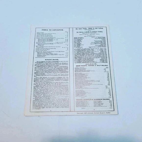 Colorado South Park Line Gulf Road Time Tables and Connections VTG Museum Repro - Picture 3 of 3